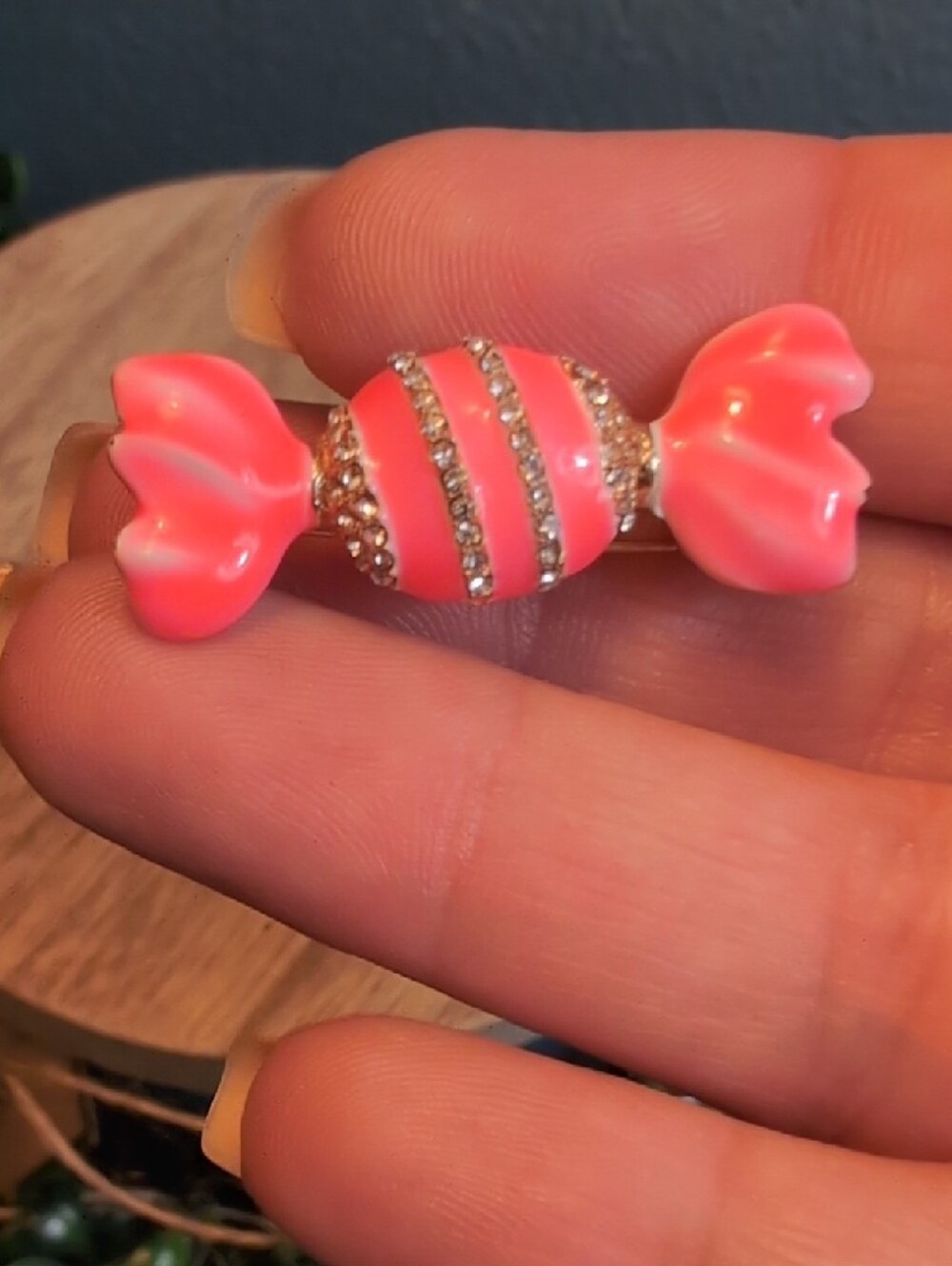 Colorful Chameleon Pin and Pink Candy Brooch Set - Picture 7 of 8